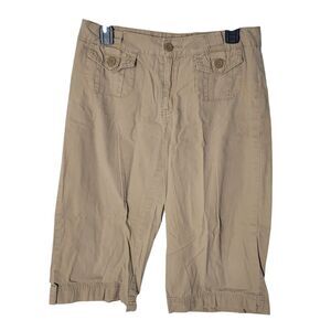 Just B Girls Size 16.5 Brown Solid Khaki Capri Pants